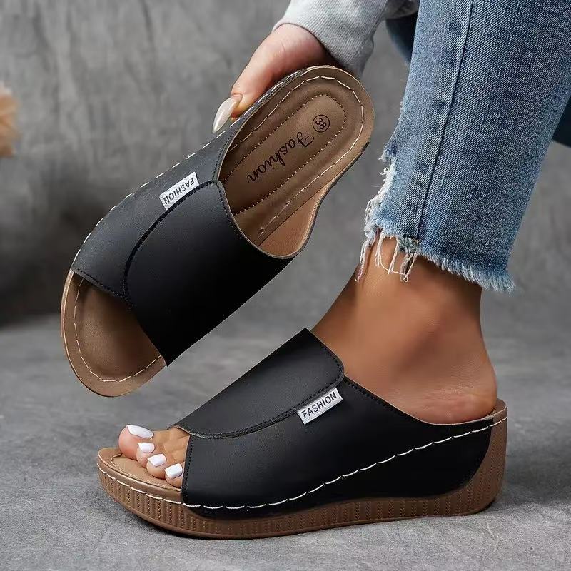 Women's Wedge Sandals — Slip-On Open Toe Platform Design