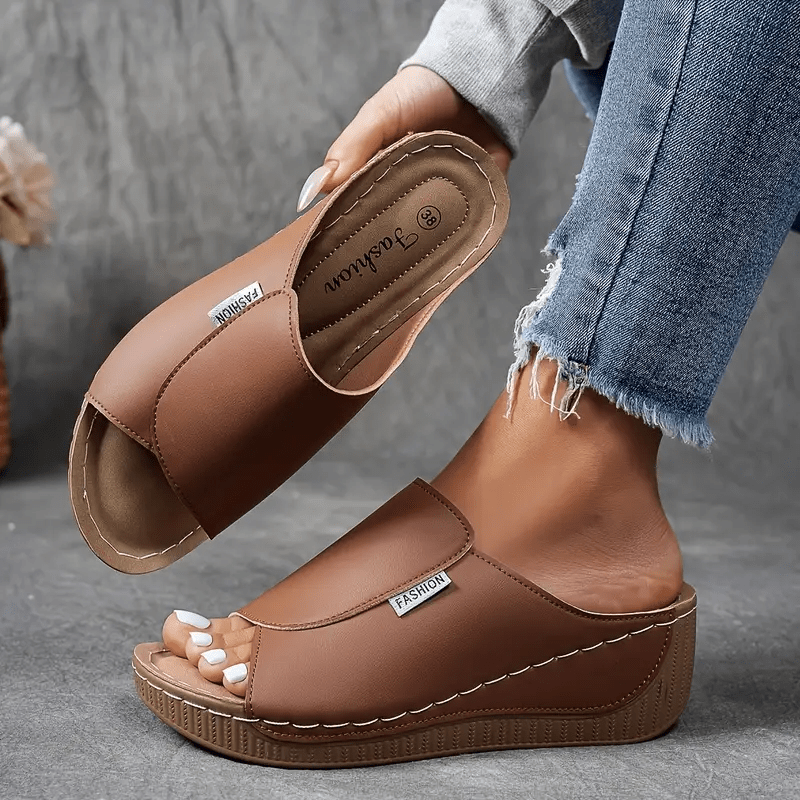 Women's Wedge Sandals — Slip-On Open Toe Platform Design