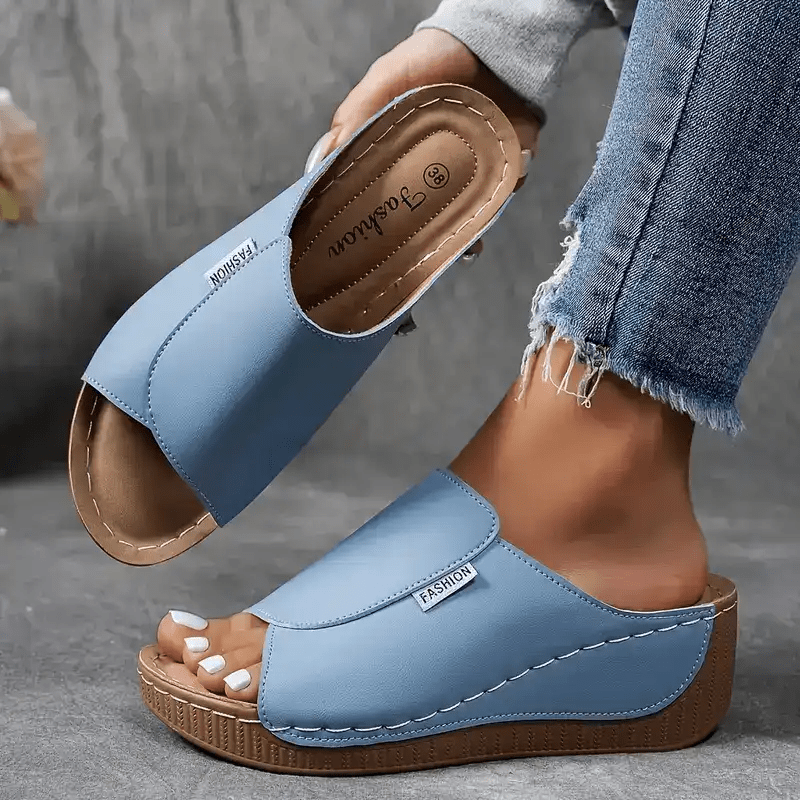 Women's Wedge Sandals — Slip-On Open Toe Platform Design